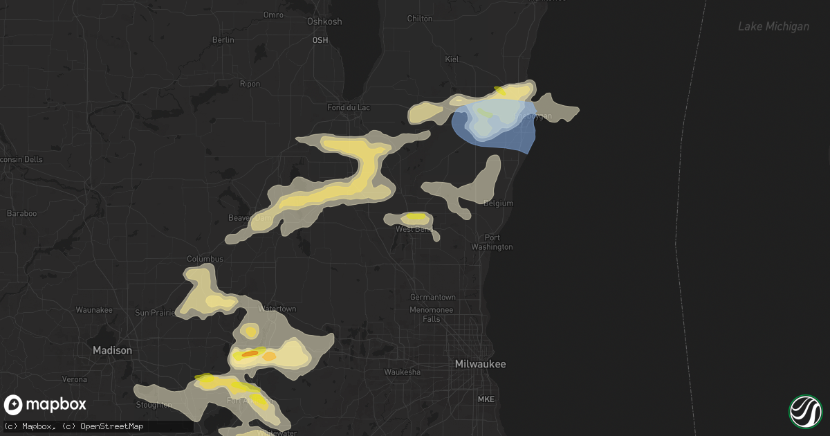 Hail map in West Bend, WI on August 6, 2021