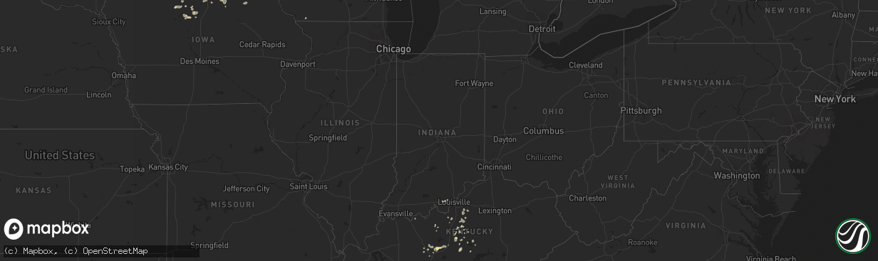 Hail map in Indiana on August 6, 2022