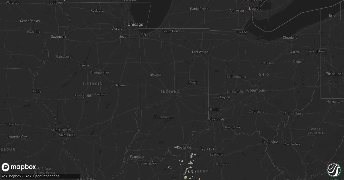 Hail map in Indiana on August 6, 2022