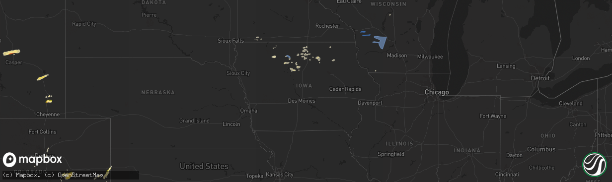 Hail map in Iowa on August 6, 2022