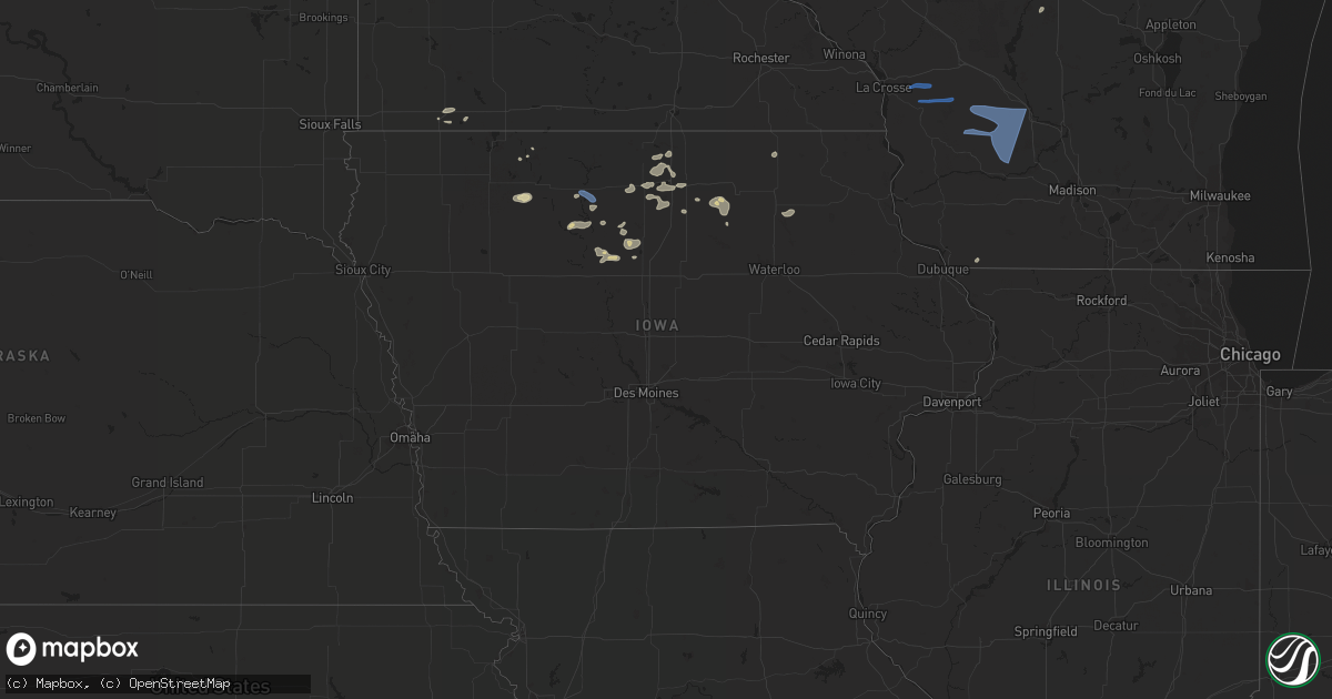 Hail map in Iowa on August 6, 2022