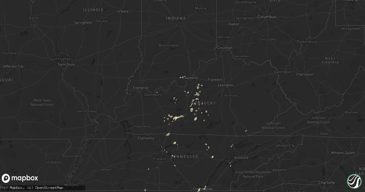 Hail map in Kentucky on August 6, 2022