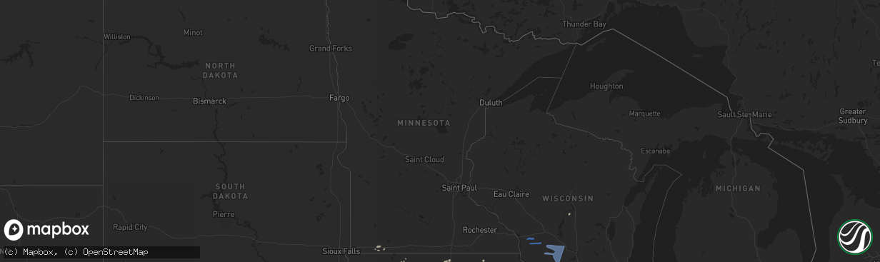 Hail map in Minnesota on August 6, 2022