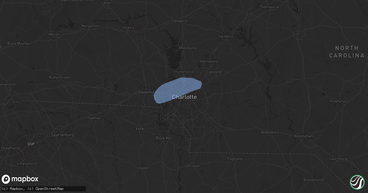Hail map in Charlotte, NC on August 6, 2023
