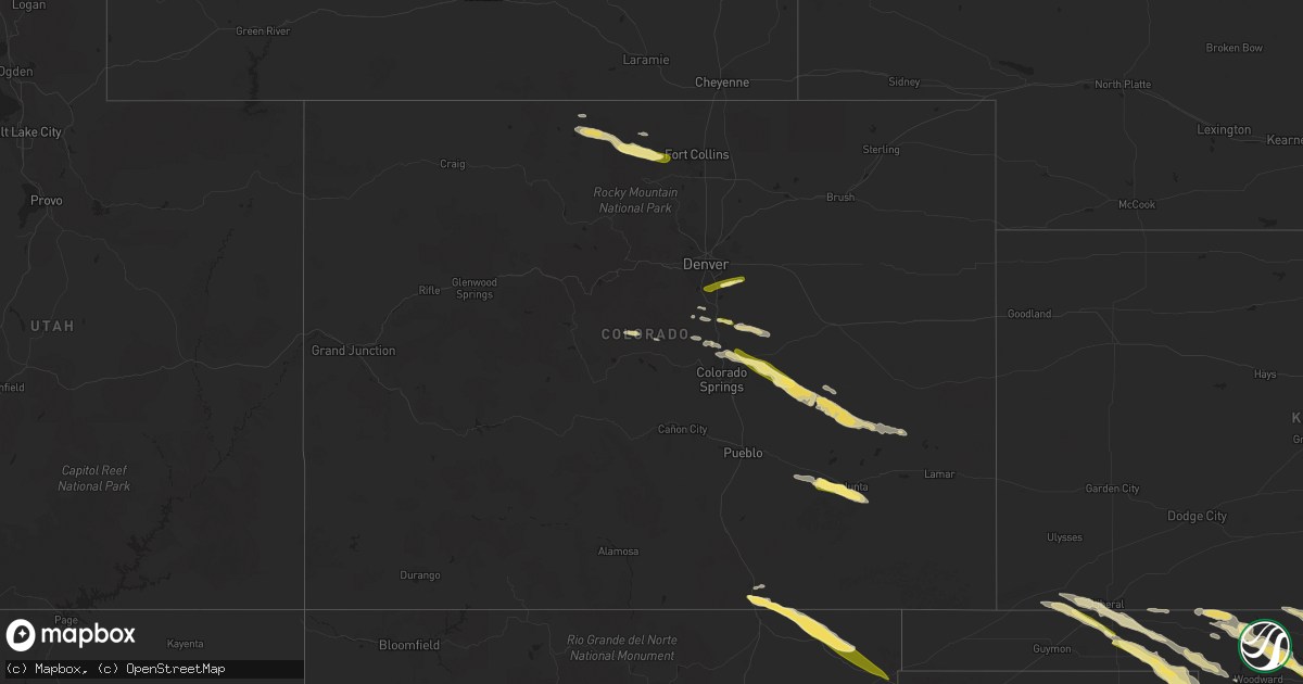 Hail map in Colorado on August 6, 2023