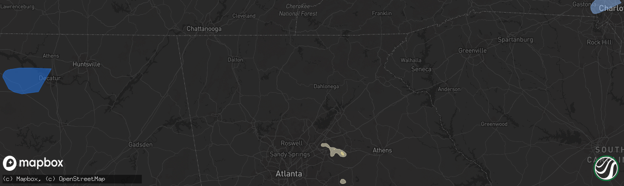 Hail map in Dacula, GA on August 6, 2023