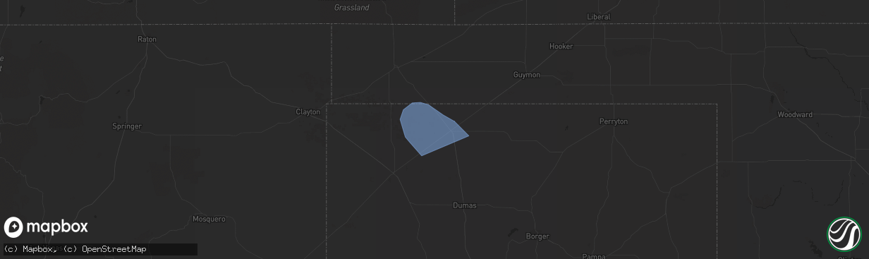 Hail map in Dalhart, TX on August 6, 2023