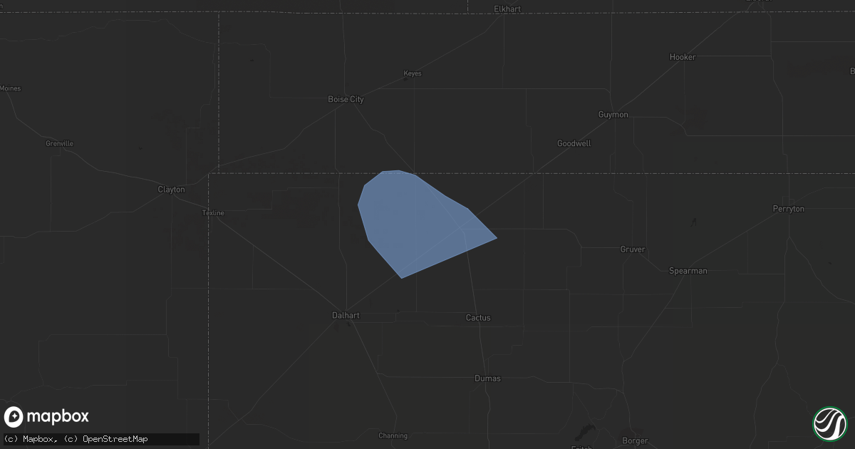 Hail map in Dalhart, TX on August 6, 2023