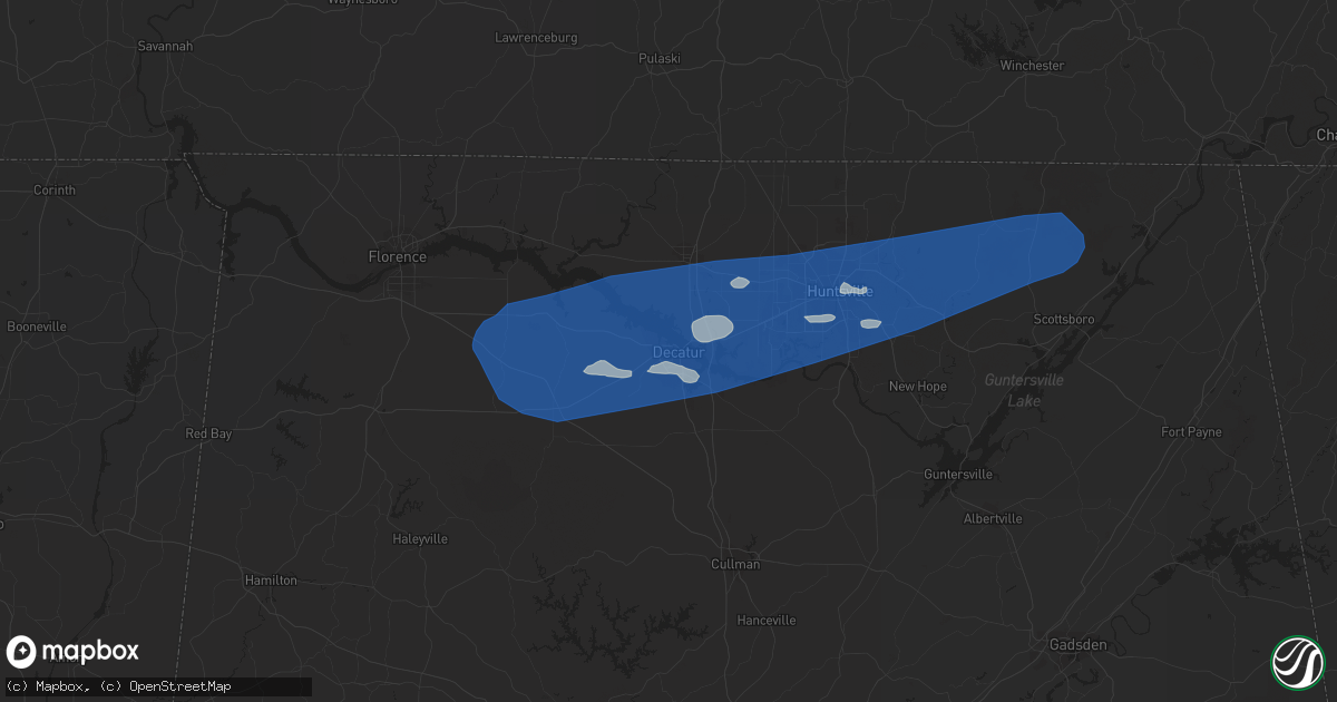 Hail map in Decatur, AL on August 6, 2023