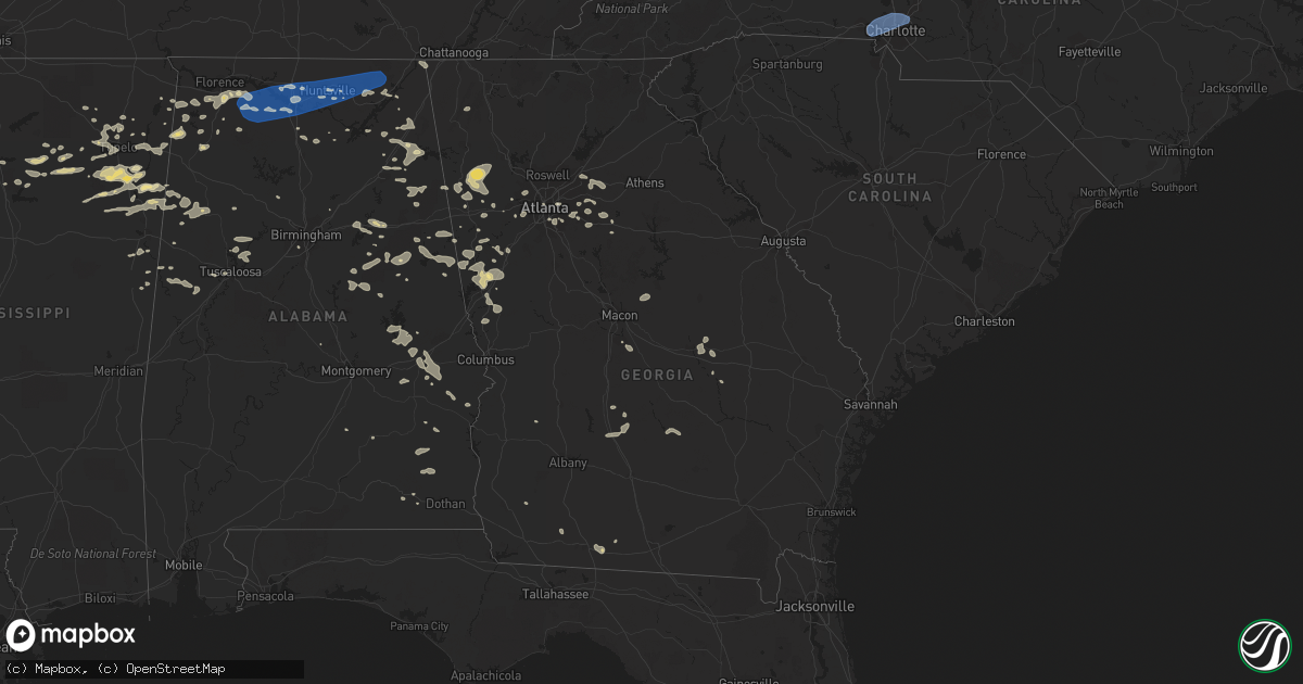 Hail map in Georgia on August 6, 2023