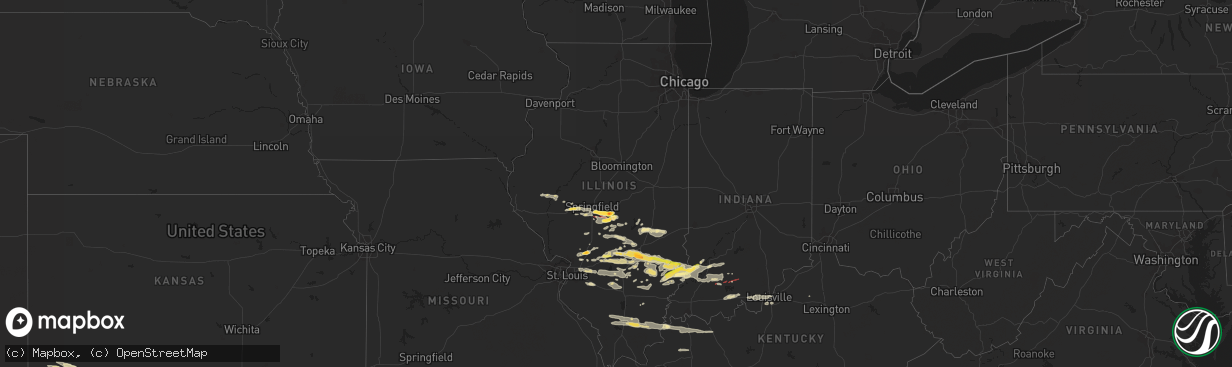 Hail map in Illinois on August 6, 2023