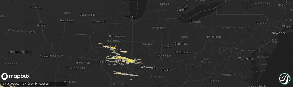 Hail map in Indiana on August 6, 2023