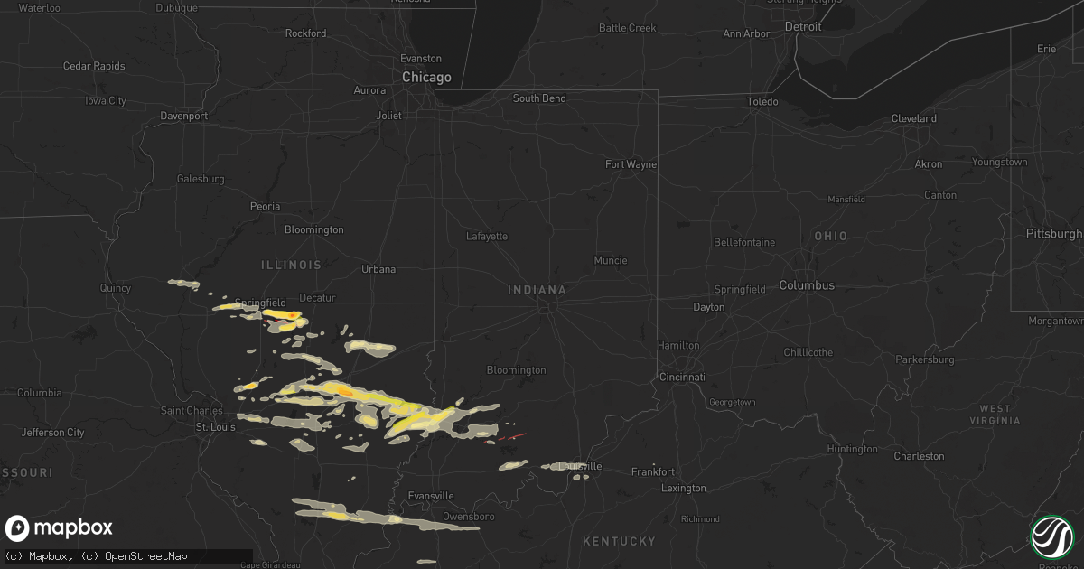 Hail map in Indiana on August 6, 2023