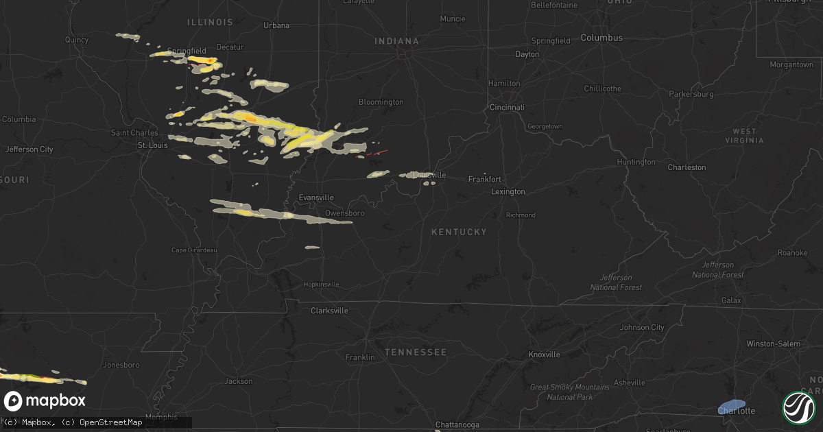 Hail map in Kentucky on August 6, 2023