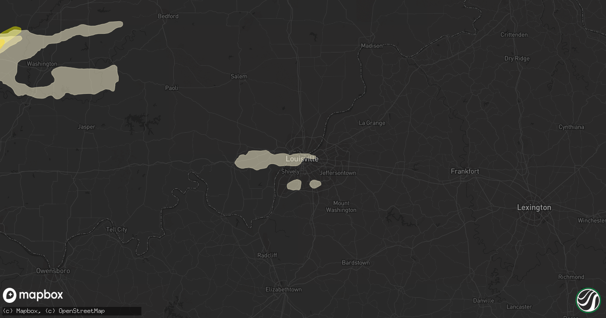 Hail map in Louisville, KY on August 6, 2023