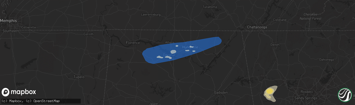 Hail map in Madison, AL on August 6, 2023