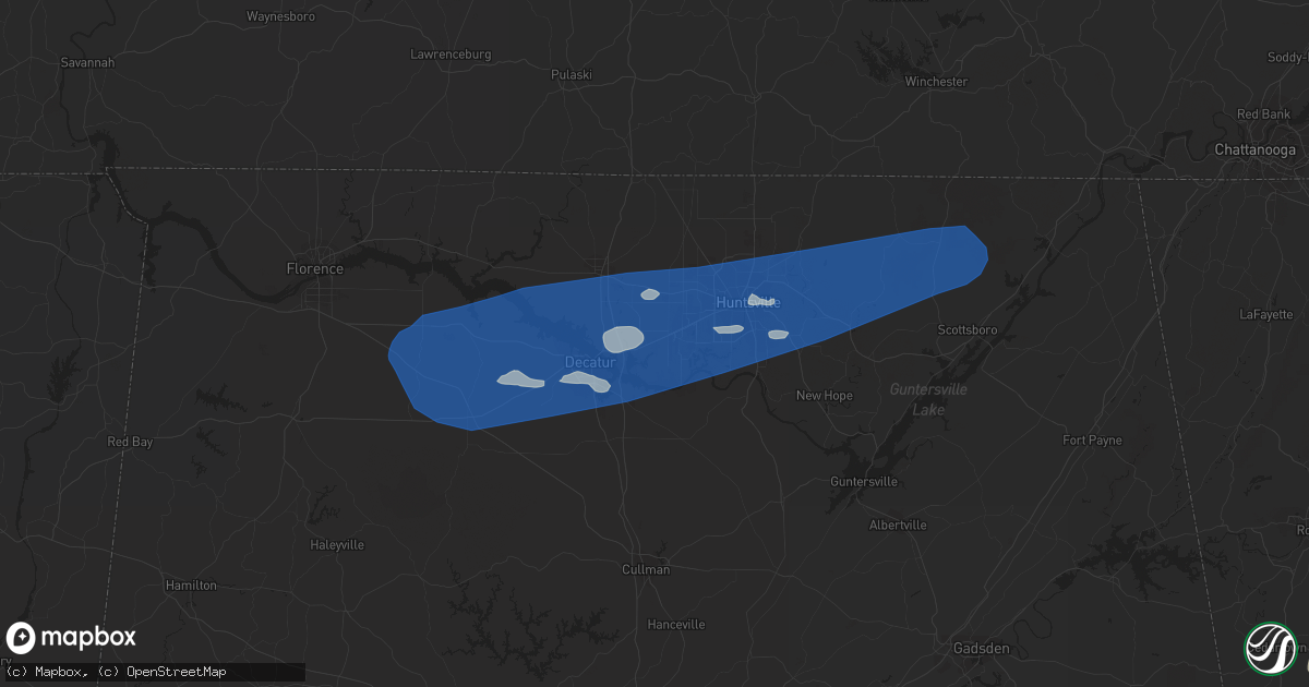 Hail map in Madison, AL on August 6, 2023