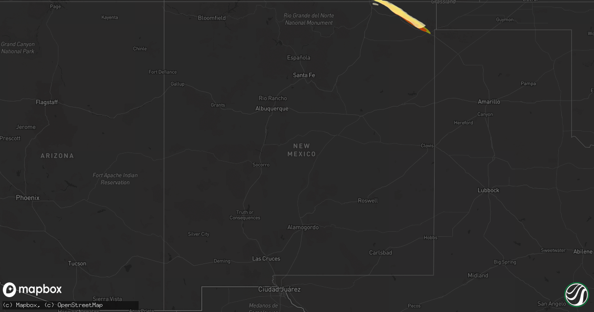 Hail map in New Mexico on August 6, 2023