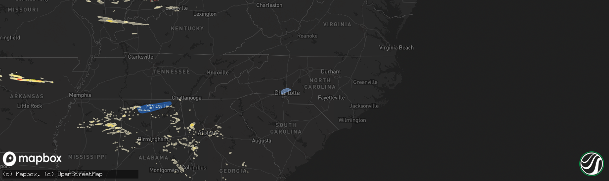 Hail map in North Carolina on August 6, 2023