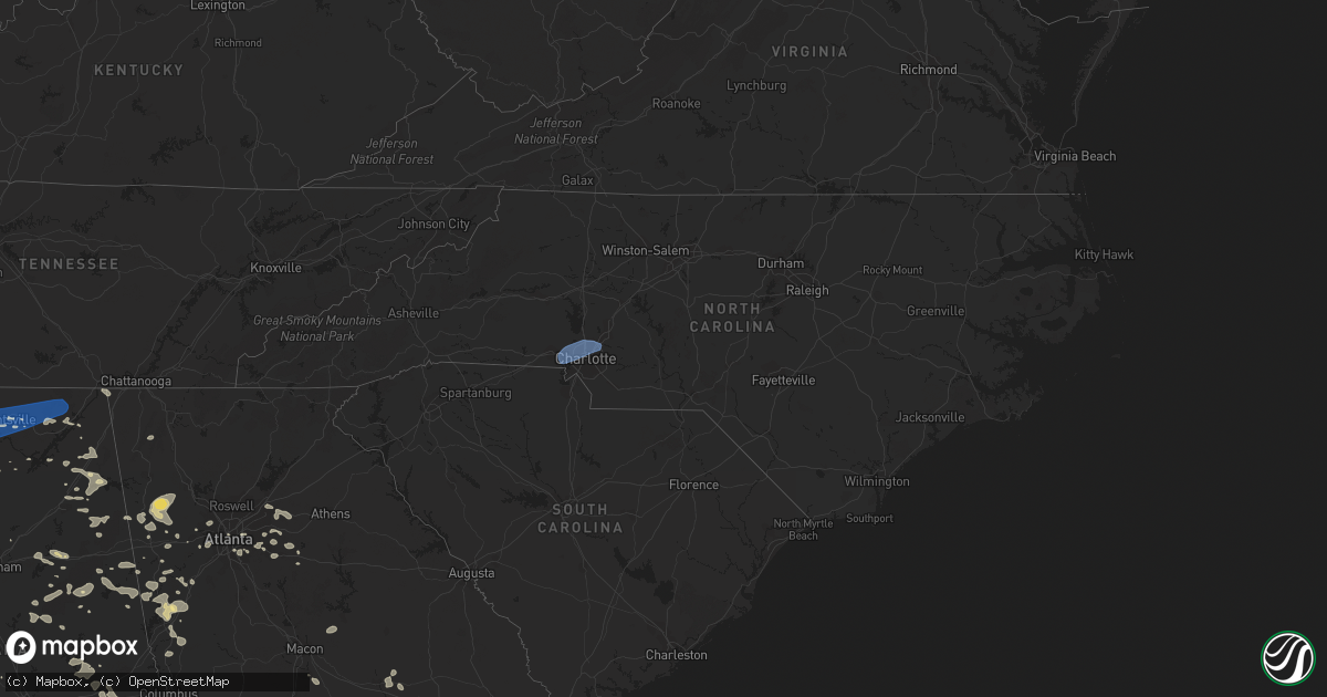 Hail map in North Carolina on August 6, 2023