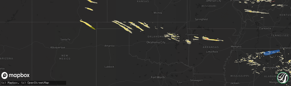 Hail map in Oklahoma on August 6, 2023