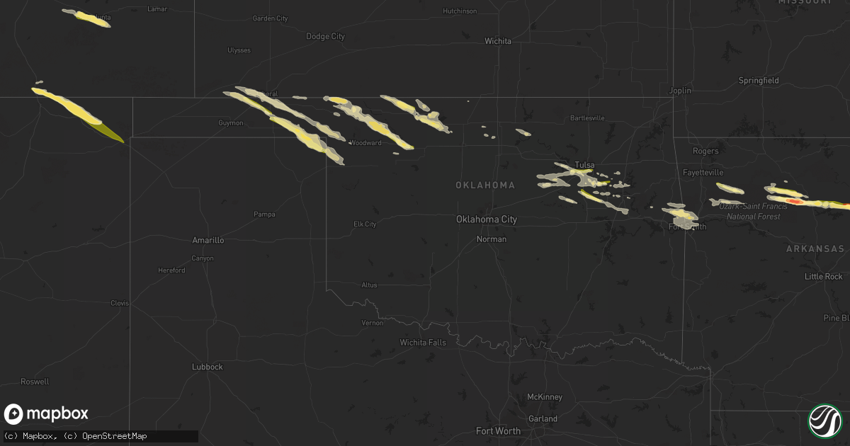 Hail map in Oklahoma on August 6, 2023