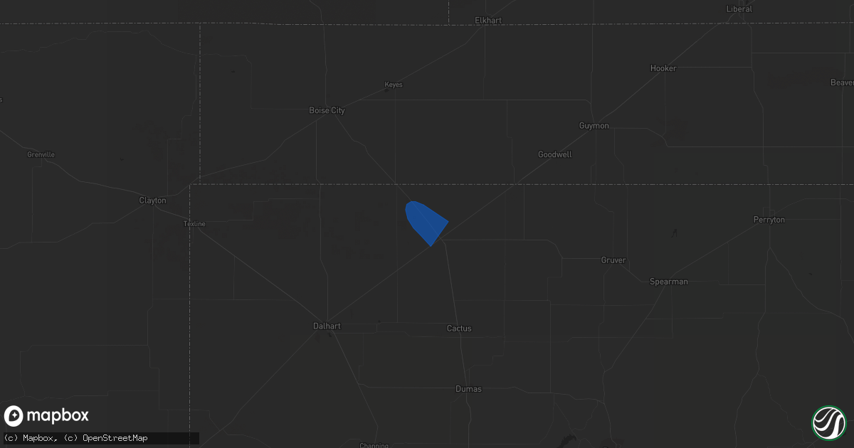 Hail map in Stratford, TX on August 6, 2023