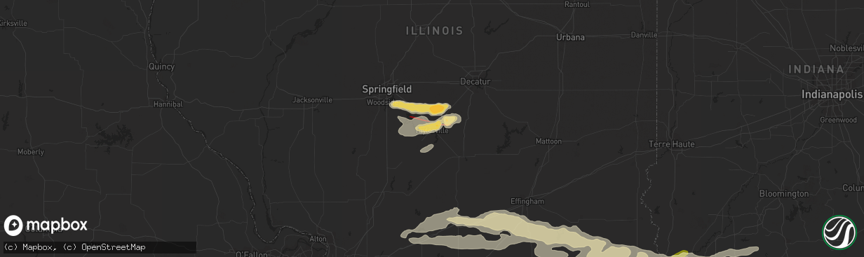 Hail map in Taylorville, IL on August 6, 2023