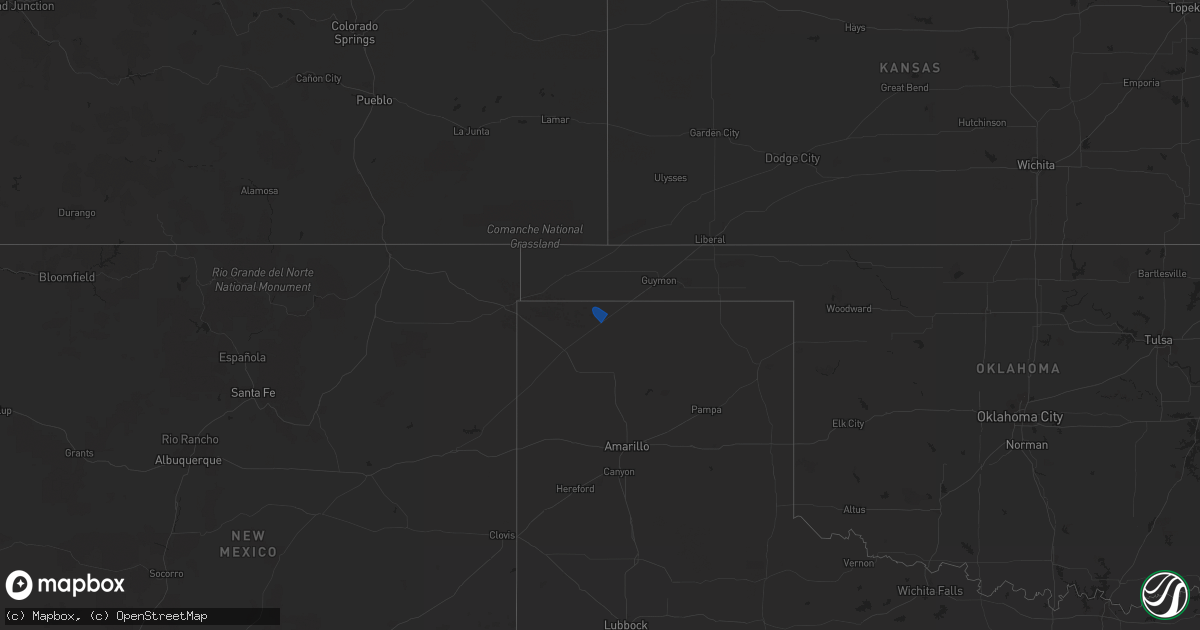 Hail map in Texas on August 6, 2023