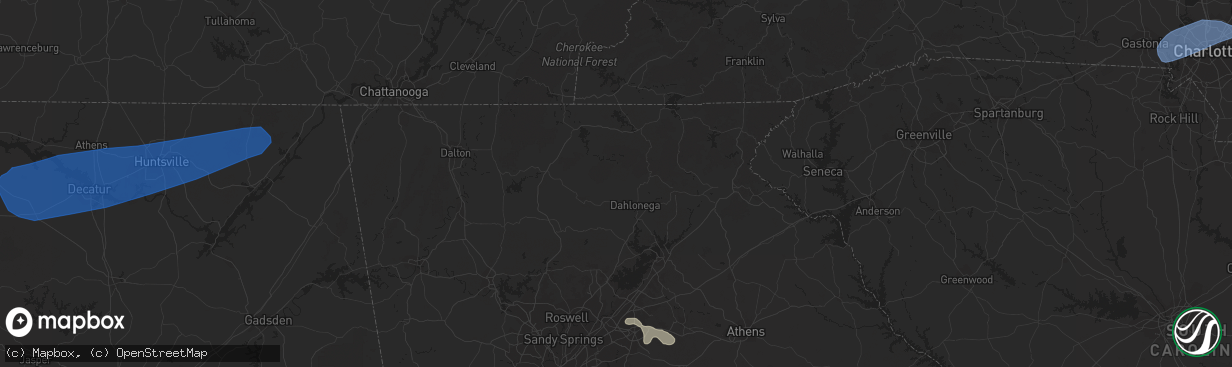 Hail map in Trinity, AL on August 6, 2023