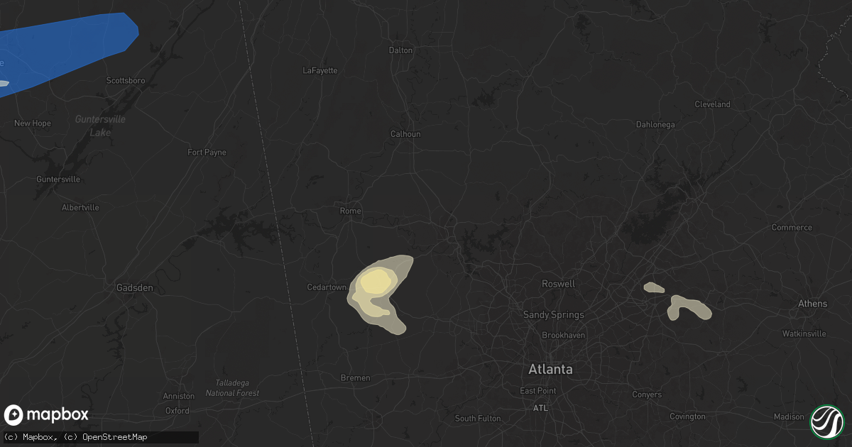 Hail map in Tupelo, MS on August 6, 2023
