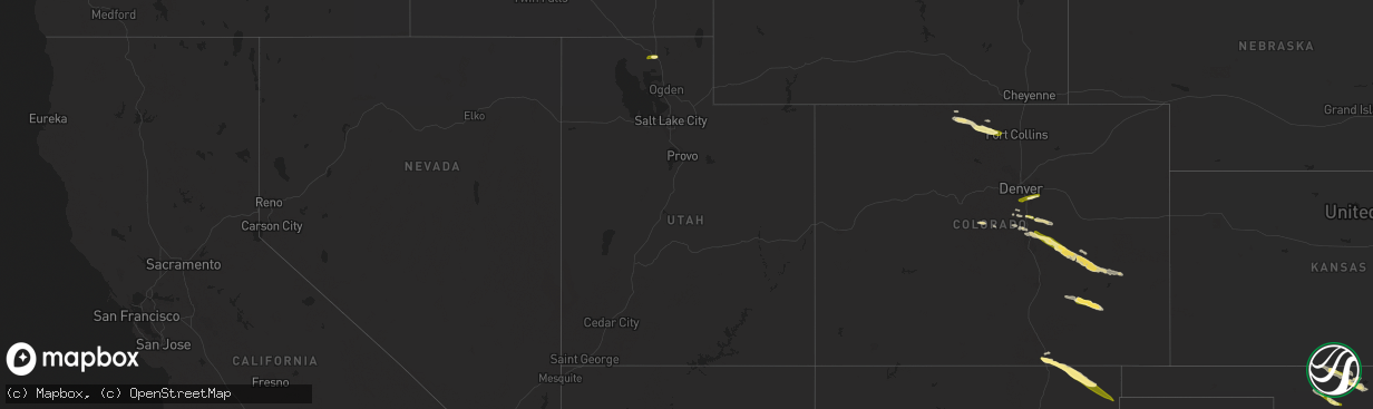 Hail map in Utah on August 6, 2023