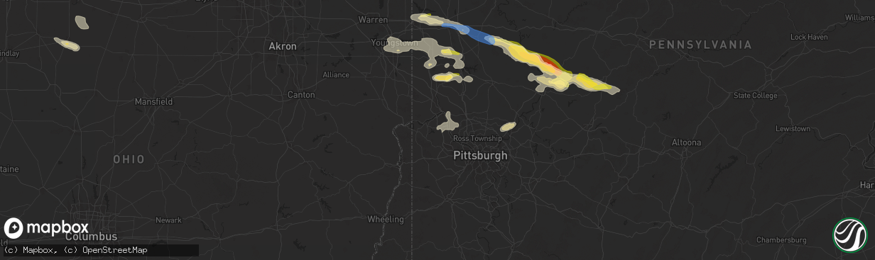 Hail map in Aliquippa, PA on August 6, 2024