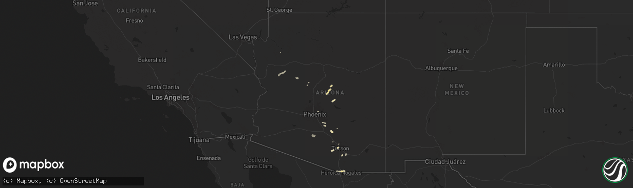 Hail map in Arizona on August 6, 2024