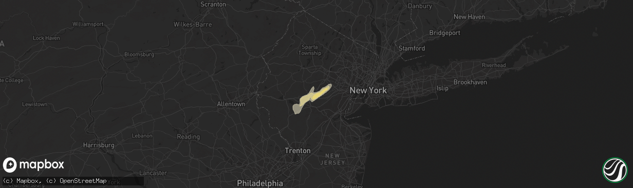 Hail map in Basking Ridge, NJ on August 6, 2024