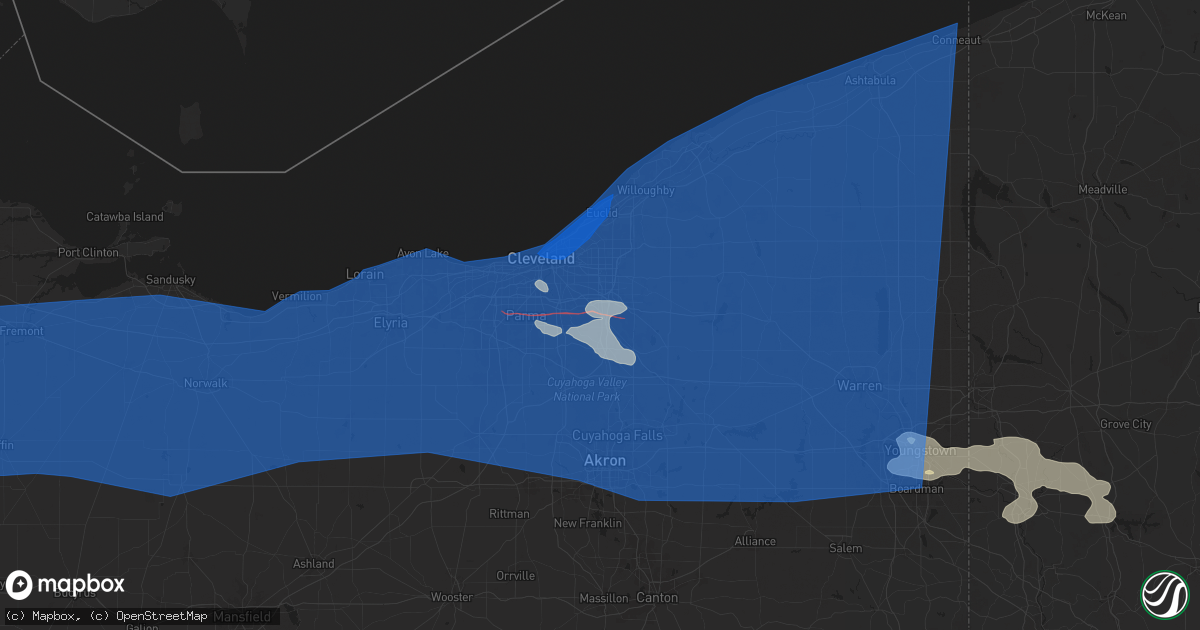 Hail map in Bedford, OH on August 6, 2024