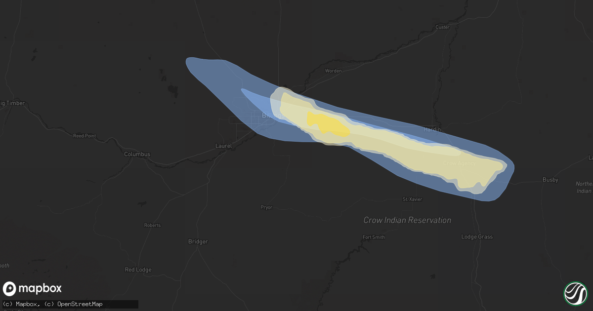Hail map in Billings, MT on August 6, 2024