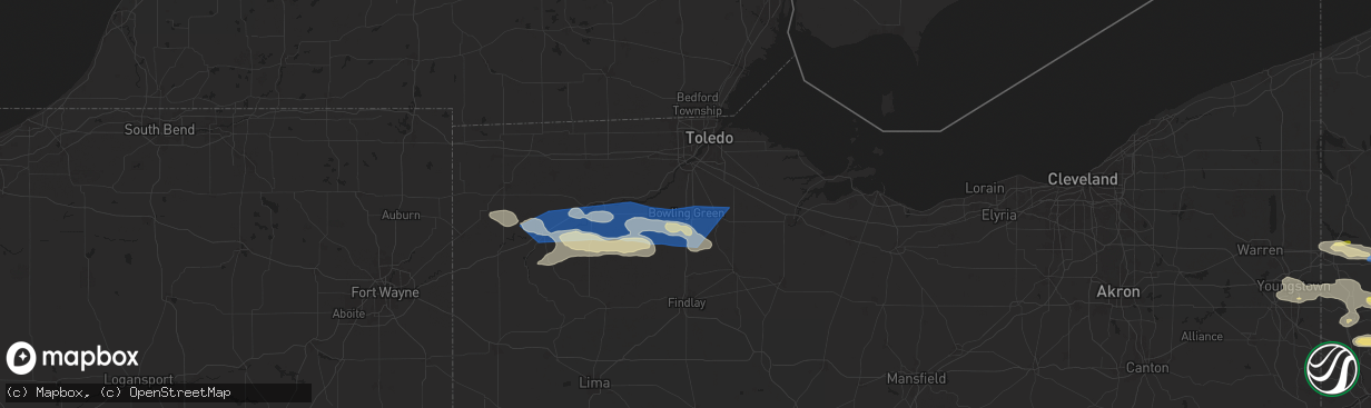 Hail map in Bowling Green, OH on August 6, 2024