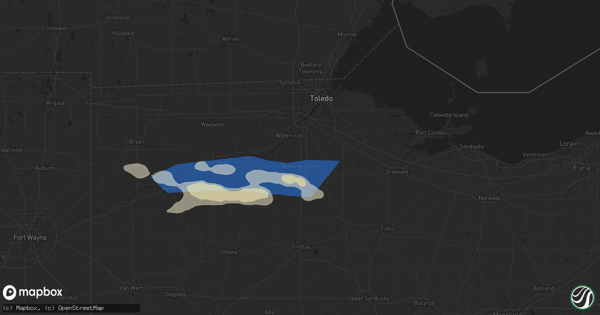 Hail map in Bowling Green, OH on August 6, 2024