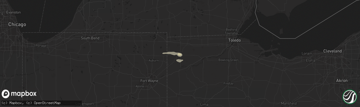 Hail map in Bryan, OH on August 6, 2024