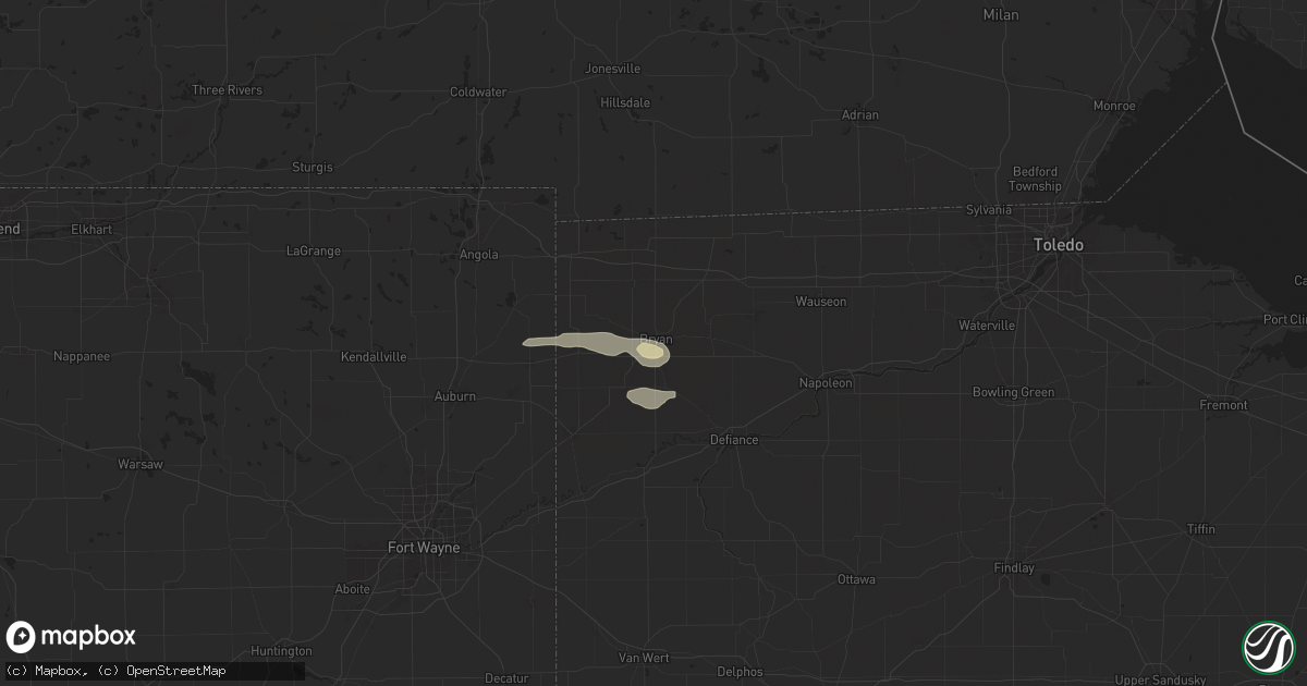 Hail map in Bryan, OH on August 6, 2024