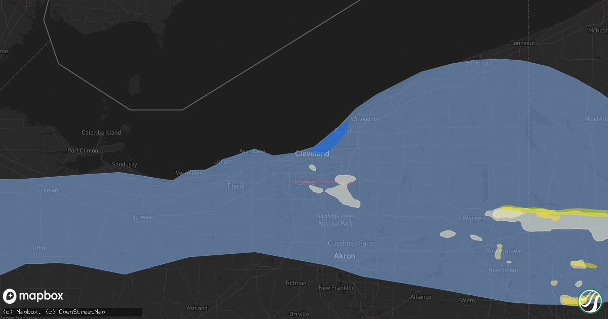Hail map in Cleveland, OH on August 6, 2024