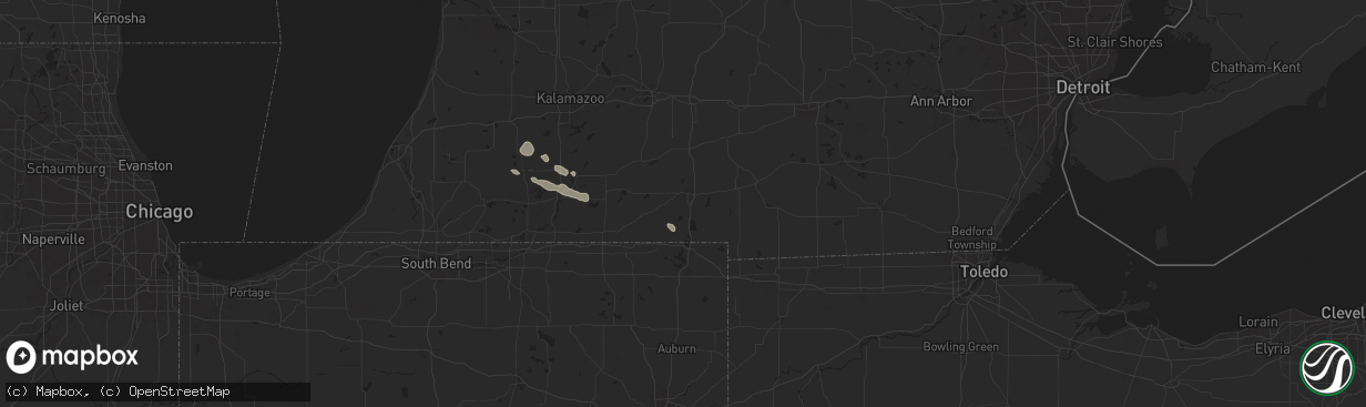 Hail map in Coldwater, MI on August 6, 2024