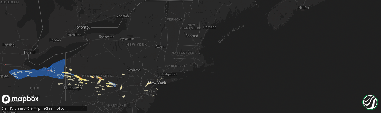 Hail map in Connecticut on August 6, 2024