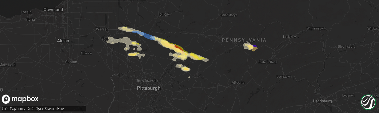 Hail map in Dayton, PA on August 6, 2024