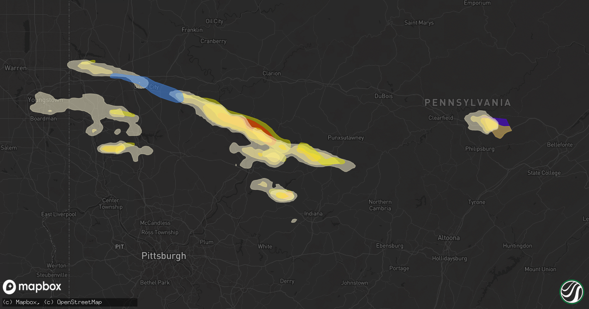 Hail map in Dayton, PA on August 6, 2024