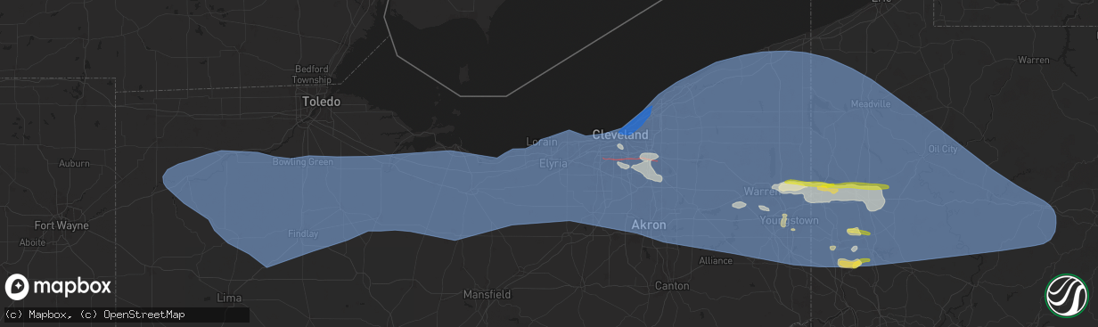 Hail map in Elyria, OH on August 6, 2024