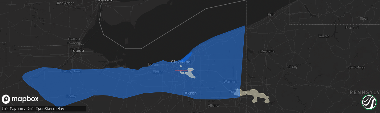 Hail map in Euclid, OH on August 6, 2024