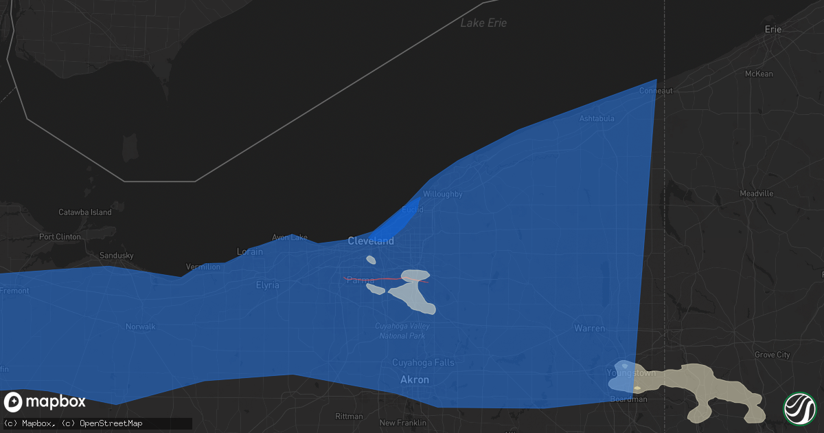 Hail map in Euclid, OH on August 6, 2024