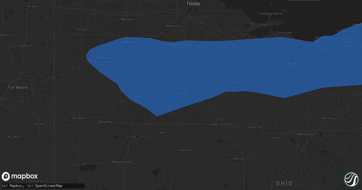 Hail map in Findlay, OH on August 6, 2024